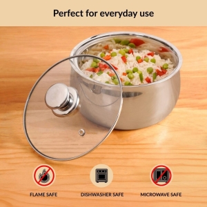 Stainless Steel Insulated Casserole with Glass Lid (1000 ml)