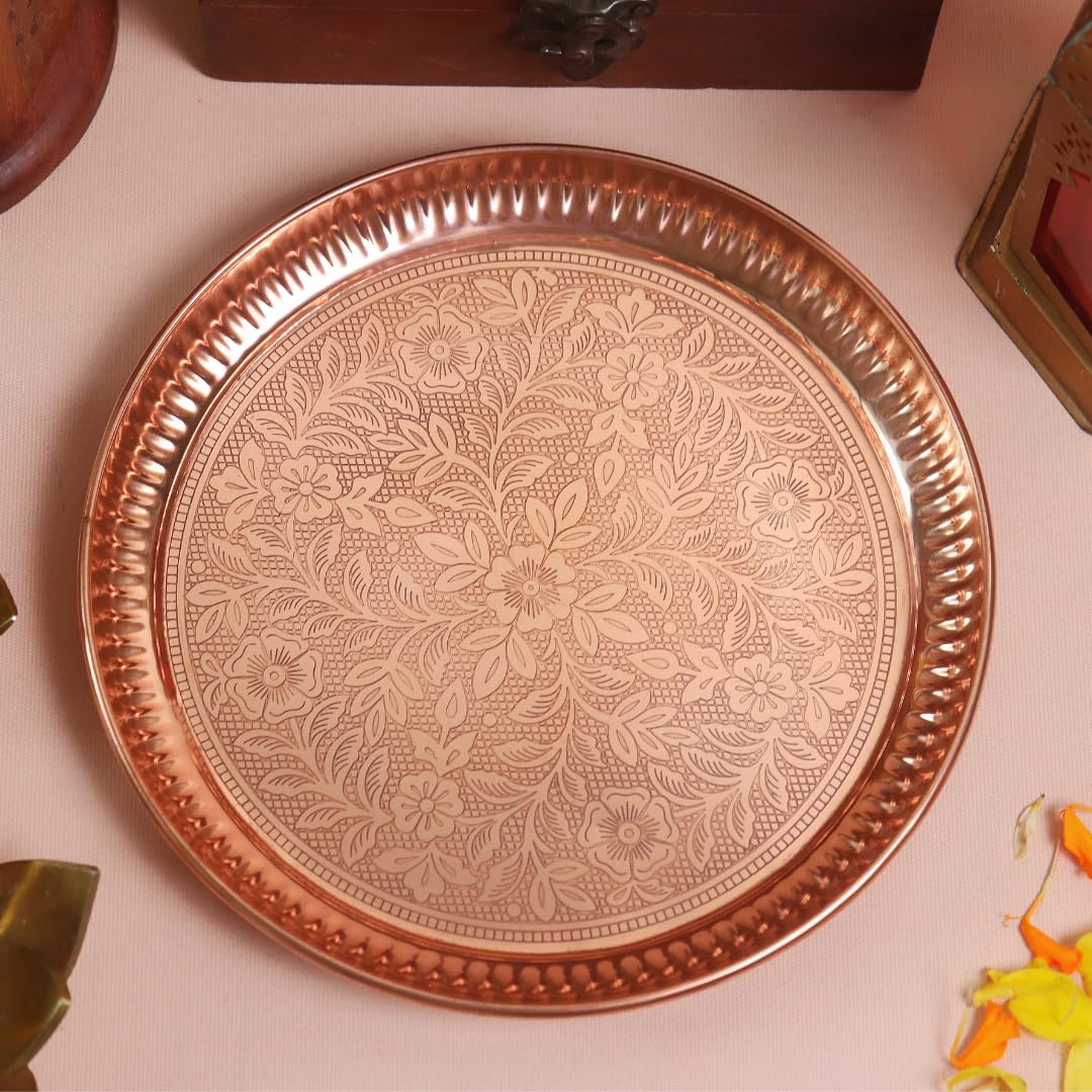 The Spiritual Living Pure Copper Pooja Plate | 7 Inch