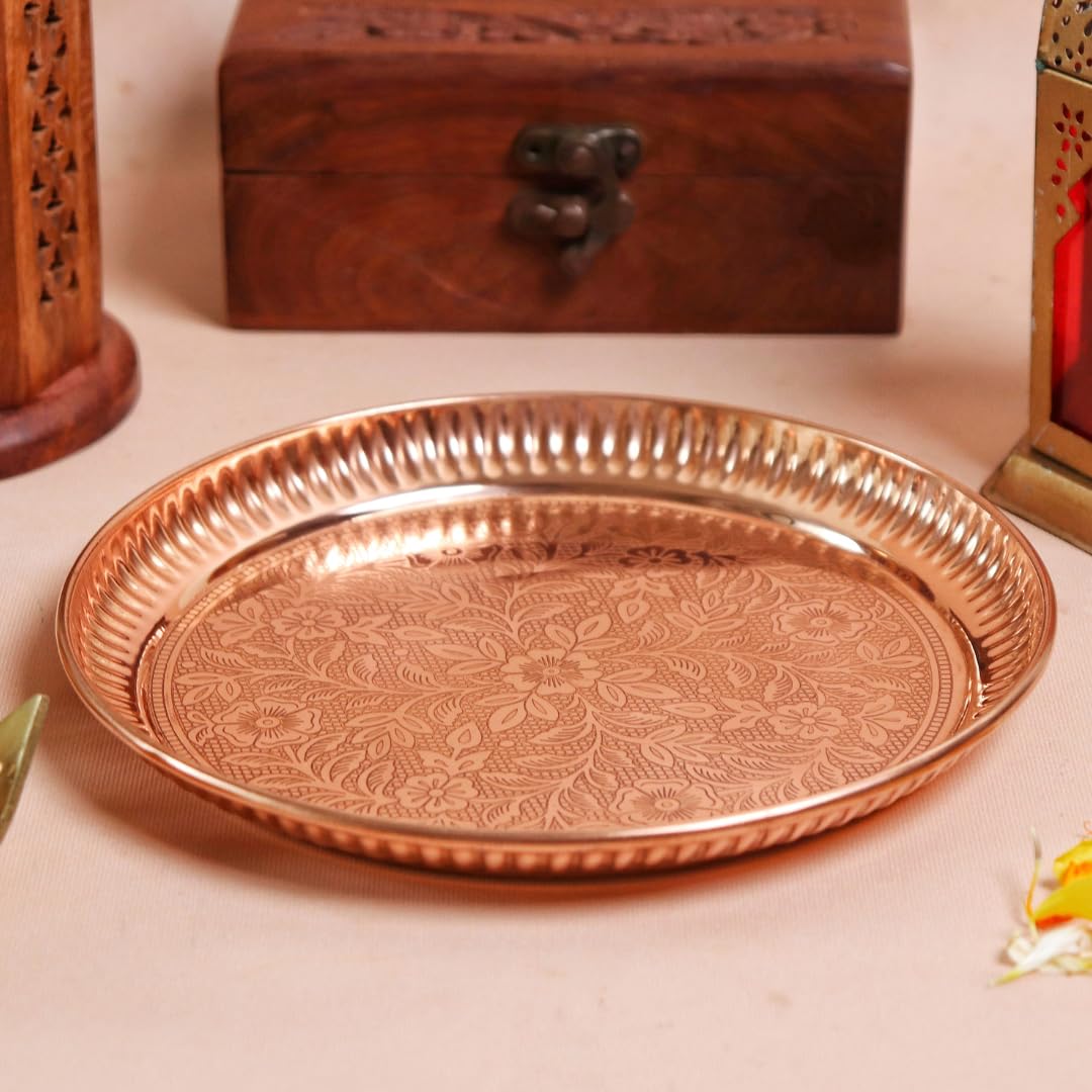 The Spiritual Living Pure Copper Pooja Plate | 7 Inch - Image 2